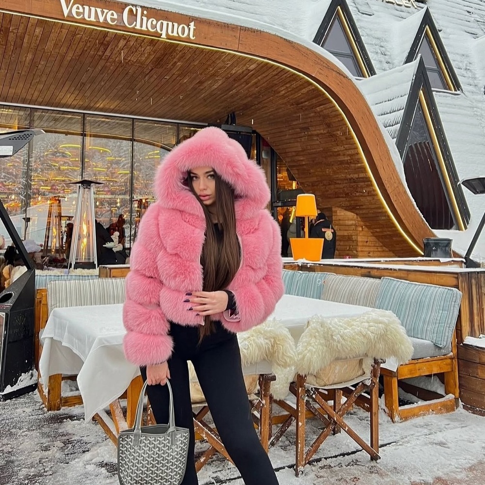 Women's Pink fox Fur Jacket